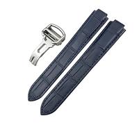 FFHAO Genuine Leather Watchband 14mm 16mm 18mm 20mm 22mm For Ballon Bleu De Cartier Convex Type Colorful Calfskin Watch Strap (Color : Dark blue, Size : 14mm)