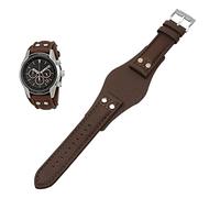 FFHAO Genuine Leather Watchband For Fossil CH2592 CH2564 CH2565 CH2891CH3051 wristband 22mm men tray strap with rivet style (Color : Brown silver, Size : 22mm)