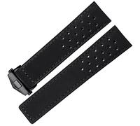 FFHAO Genuine Leather Watchband For TAG Heuer Watch Strap Folding Buckle 20mm 22mm Cow Leather WatchBands (Color : Black-black, Size : 22mm)