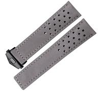 FFHAO Genuine Leather Watchband For TAG Heuer Watch Strap Folding Buckle 20mm 22mm Cow Leather WatchBands (Color : Grey-black, Size : 22mm)