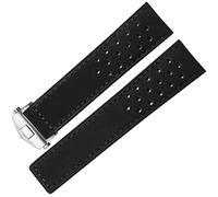FFHAO Genuine Leather Watchband For TAG Heuer Watch Strap Folding Buckle 20mm 22mm Cow Leather WatchBands (Color : Black-silver, Size : 20mm)