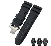 FFHAO Nature Rubber 26mm Watch Band For Panerai Submersible Luminor PAM Black Blue Red Orange Strap Butterfly Clasp (Color : Black Butterfly, Size : 26mm B B)