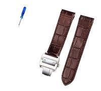 FFHAO Premium leather strap accessories for cartier Santos 100 men and women leather strap 20mm 23mm (Color : Brown Silver Buckle, Size : 23mm)