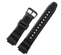 FFHAO Rubber Strap Suitable For Casio AE1200WH/SGW-300H/400/W-218H/MRW-200 Silicone Watchband Pin Buckle Strap Watch Wrist Bracelet (Color : Black black buckle, Size : 18mm)