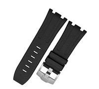 FFHAO Rubber Watchband For Audemars Piguet Watch Strap Men Silicone Wrist Band Bracelet Accessories For 15703 28mm Silicone Watch Band (Color : Black silver buckle, Size : 28mm)