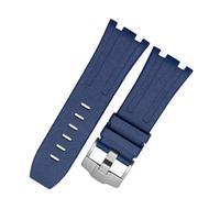 FFHAO Rubber Watchband For Audemars Piguet Watch Strap Men Silicone Wrist Band Bracelet Accessories For 15703 28mm Silicone Watch Band (Color : Blue silver buckle, Size : 28mm)