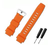 FFHAO Rubber Wrist Strap For Casio PROTREK PRG-260/270/550/250 PRW-3500/2500/5100 Replacement Black Bracelet 18mm Silicone WatchBands (Color : Orange-silver Buckle, Size : 18mm)