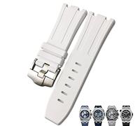 FFHAO Soft FKM Fluoro Rubber Watchband 28mm For AP Strap Audemars Piguet ROYAL OAK OFFSHORE Diving Waterproof Sports Watch Band (Color : White, Size : 28x24mm)