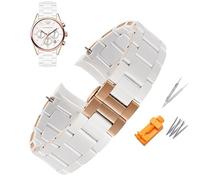 FFHAO Steel silicone watch belt is suitable for Armani watch belt AR5905 906 AR5919 920 AR5890 891 watch chain 20mm 23mm (Color : White Rose Gold, Size : 20mm)