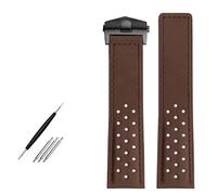 FFHAO Watchband 22mm Genuine leather bracelet watch strap For TAG HEUER MONACO Series mens wristwatches band fold buckle Nubuck watchbands (Color : Dark brown silver-01, Size : 22mm)