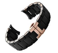 FFHAO White black Silicone rubber clad steel watch band For Armani AR5905|5906|5920|5919|5859 women 20mm man 23mm Wrist strap Bracelet (Color : Blue rose gold, Size : 20mm)