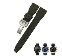 FFHDJL 20mm 21mm 22mm Nylon Calfskin Watchband Fit For IWC Big Pilot IW377714 Mark18 SPITFIRE Nylon Real Leather Strap