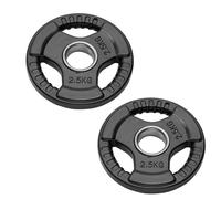 FFitness Pair Of Rubber-Grooved Cast Iron Olympic Barbell Plate Discs 50mm