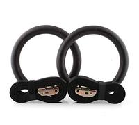 FFitness Unisex_Adult Gym Gymnastics Rings with Straps, Black, Diameter 23 cm