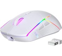 FFJ Wireless Gaming Mouse, 24000 DPI, Tri-Mode 2.4G/USB-C/Bluetooth 5.3 Gaming Mouse Wireless, RGB Programmable Mouse Gamer, 75Hrs Battery Life, Rechargeable Gaming Mice for PC, Mac, PS5, Xbox - White