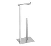 FFK Toilet Paper Holder Free Standing, 21.5" Bathroom Toilet Tissue Roll Holder Stand with Storage, SUS304 Stainless Steel Rustproof, Brushed Nickel