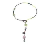 FFLaiwah Boho Style Colorful Beads Necklace Flower Leaf Retro Forest Green Necklace Y2k Hippie Beach Vacation Summer Statement Jewelry Gift for Women, One Size, Rice Bead, No Gemstone