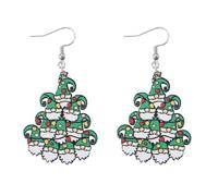 FFLaiwah Christmas Earring for Women Funny Festive Beer Mug Christmas Tree Book Cat Light Disco Ball Dangle Drop Earrings Winter Holiday Party Jewelry Gift, One Size, Wood, No Gemstone