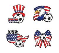 FFLaiwah USA Soccer Enamel Pins, American Flag Patriotic Theme, 4 Piece Set with Eagle, Map, Bow, Hat Sports Game Day Pin Clothes Backpacks Accessories