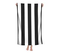 FFLSDR Beach Towel Black and White Striped Microfiber Large Bath Towel for Adults Absorbent Quick Dry Beach Blanket 80X130CM