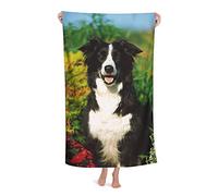 FFLSDR Beach Towel Border Collie Microfiber Large Bath Towel for Adults Absorbent Quick Dry Beach Blanket 80X130CM