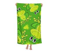 FFLSDR Beach Towel Cute Frog Pattern Microfiber Large Bath Towel for Adults Absorbent Quick Dry Beach Blanket 80X130CM