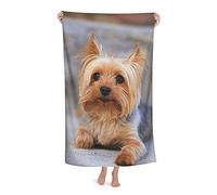FFLSDR Beach Towel Cutest Yorkies Dog Microfiber Large Bath Towel for Adults Absorbent Quick Dry Beach Blanket 80X130CM