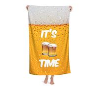 FFLSDR Beach Towel It's Beer Time Adult Travel Microfiber Large Bath Towel Soft Absorbent Beach Blanket 80X130CM
