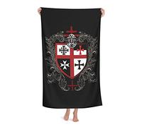 FFLSDR Beach Towel Knights Templar Cross Shield Microfiber Large Bath Towel for Adults Absorbent Quick Dry Beach Blanket 80X130CM