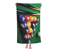 FFLSDR Beach Towel Manly Billiard Pool Balls Snooker Microfiber Large Bath Towel for Adults Absorbent Quick Dry Beach Blanket 80X130CM