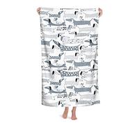 FFLSDR Beach Towel Sausage Dog Microfiber Large Bath Towel for Adults Absorbent Quick Dry Beach Blanket 80X130CM
