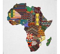 FFLSDR Canvas Poster Map of Africa in Pattern StyleAfrican Art Painting HD Printed Picture Wall Art Living Room Decor 60x60cm Frameless