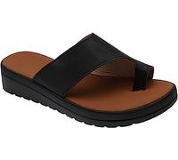 FFMA Orthopedic Bunion Corrector Sandals for Women Orthopedic Summer Slippers Comfortable Wedge Sandals for Women Closed Toe Sandals, Black, 22.5 cm