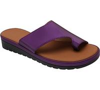 FFMA Orthopedic Bunion Corrector Sandals for Women Orthopedic Summer Slippers Comfortable Wedge Sandals for Women Closed Toe Sandals, Purple, 22.5 cm