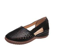 FFMA Sandals for Women Casual Summer Closed Toe Sandals Vintage Hollow Out Slip On Shoes Orthotic Vintage Orthopedic Wedge Sandals Shoes,Black,3 UK