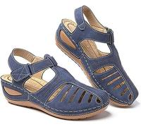 FFMA Sandals Women Summer Comfortable Hemp Wedge Espadrilles Casual Sandals Plateau Pool Beach Non-Slip Shoes Casual Rome Styles Sport and Outdoor, Blue, 25.0 cm