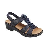 FFMA Women's Flower Sandals Summer Walking Sandals Leather Flower Vintage Casual Soft Footbed Orthopedic Arch-Support Sandals,Blue,3 UK