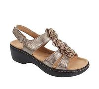 FFMA Women's Flower Sandals Summer Walking Sandals Leather Flower Vintage Casual Soft Footbed Orthopedic Arch-Support Sandals,Gold,2.5 UK