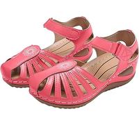 FFMA Women's Orthopedic Casual Platform Sandal Wedge Sandals Arch Support Slipper Hook and Loop Wedge Platform with Earring Comfortable and Stylish, Net, 27.0 cm