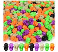 FFNIU 100Pcs Mini Plastic Skull Heads, Miniature Small Skulls, Halloween Skeleton Figurines for Halloween Pranks Halloween Crafts Bar Home Trick Toy