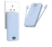 Ffnpua Portable Charger with Wall Plug, 12000mAh USB C Power Bank Fast Charging, External Battery Pack with Built in Cables, Digital Display, 5 Output 4 Input for iPhone Android Cell Phone Tablet