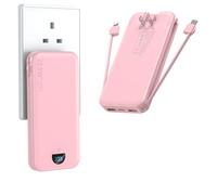 Ffnpua Portable Charger with Wall Plug, 12000mAh USB C Power Bank Fast Charging, External Battery Pack with Built in Cables, Digital Display, 5 Output 4 Input for iPhone Android Cell Phone Tablet