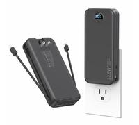 Ffnpua Portable Charger with Wall Plug, 20000mAh USB C Fast Charging Power Bank, External Battery Pack with Built in Cables, Digital Display, 5 Output 2 Input for iPhone Android Cell Phone Tablet