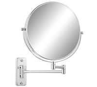 FFowcye 9" Wall Mounted Makeup Mirror, 1x/7x Magnifying Shaving Mirror, Double Sided Bathroom Shower Mirror with Extendable Arm, 360° Swivel for Precise Makeup & Vanity, Chrome Finish (No Light)