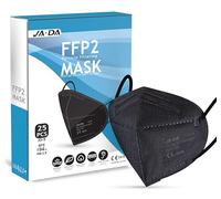 FFP2 Face Masks UK Certified Pack of 25 - Flat Fold Face Masks Black - Disposable Safe KN95 Face Mask 5-Layer Fiber Protection Filter>94% Anti Dust Masks for Sanding - Portable Travel Friendly