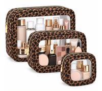 FFpaw 3Pack Clear Travel Makeup Bag Set, Waterproof TSA Approved Toiletry Bags with Zipper Small Cosmetic Bag Purse Make up Pouch for Women Men Car Organizer Bag