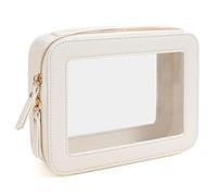 FFpaw Clear Makeup Bag, Travel Cosmetic Organizer Case Waterproof Skincare Toiletry Bag with Zipper Portable Make Up Pouch Compact Car Organizer Bag for Essentials, Large White, Travel Cosmetic Bag