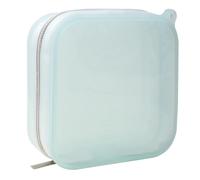 FFpaw Small Clear Silicone Pouch, Mini Makeup Travel Bag Cute Make up Pouch for Purse Portable Cosmetic Case Clear Toiletry Bag for Women Coin Purse Compact Car Bag for Essentials, Blue