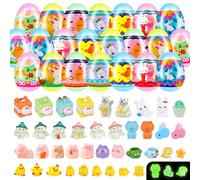 FFPTBNYX 22pcs Prefilled Easter Eggs with Mini Resin Animals Figurines, Easter Egg Hunt Fillers Easter Basket Stuffers, Prizes Classroom Events Party Favors Gifts