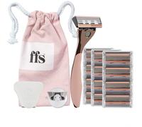 FFS Beauty Rose Shaving Set for Women 3-6 Month's Supply - Premium Rose Razor Handle, 12 SmoothGlide 6-Blade Cartridges, Shower Holder, Travel Pouch, Clamshell Protector